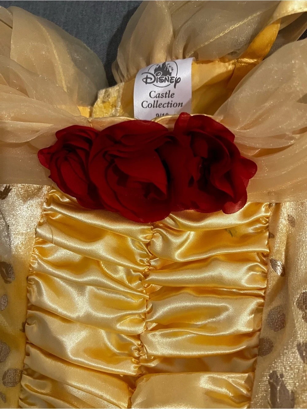Disney Princess Belle Gold Costume with Red Rose Accents